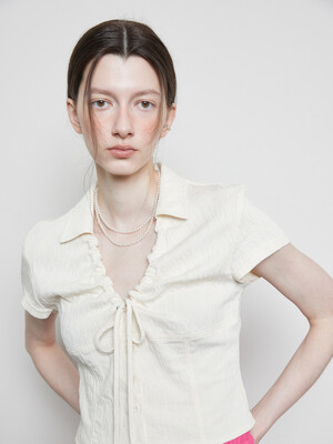 L3 SHIRRING SHIRT(CREAM)