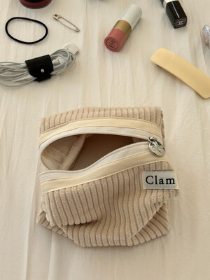 Clam round pouch _ Corduroy coconut
