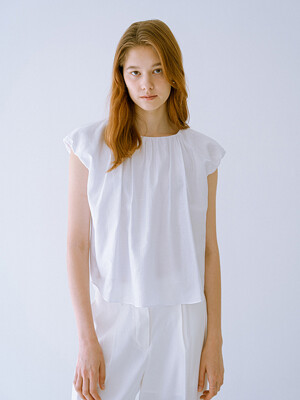 Silky shirring blouse_White