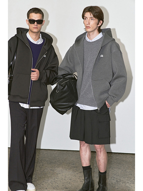 아우터 - 던스트 포 맨 (Dunst for MEN) - UNISEX NEOPRENE ZIP-UP HOODIE CHACOAL GREY_M_UDJU3C116CG