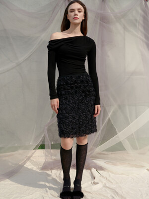 RosieRose Lace H Line Skirt_Black