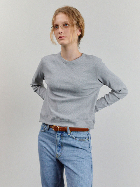 티셔츠,티셔츠 - 틸버 (Tillber) - Cropped Sweatshirt_Gray