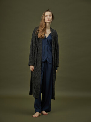 CLASSIC KNIT LONG ROBE_grey black (women)