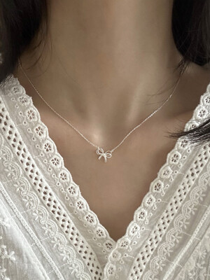 [925silver] Solid ribbon necklace