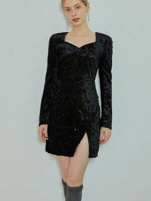 Heart sequin velvet dress