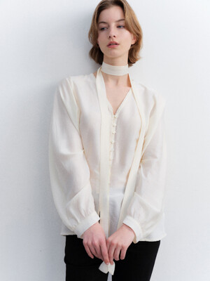 twinkle scarf blouse_cream