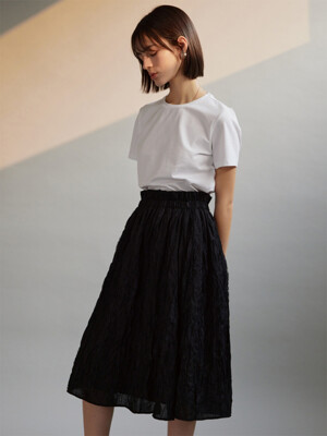 LACE BANDING FULL SKIRT - BLACK