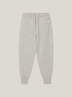 Cashmere 100% Jimena Jogger Knit Pants (Light Heather Grey)