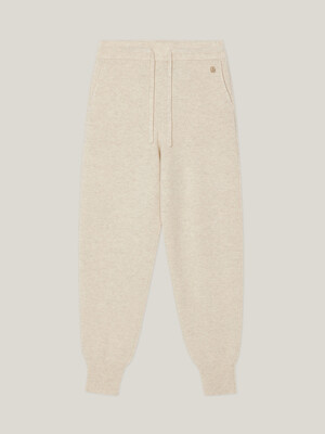 Cashmere 100% Jamie Jogger Knit Pants (Custard Ivory)