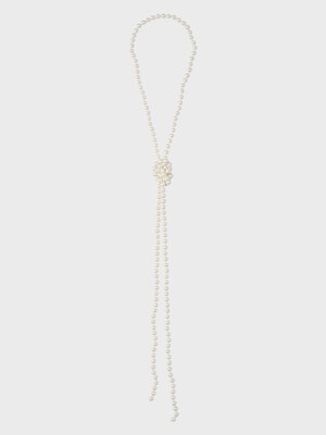 GLASS PEARL LONG NECKLACE (WHITE)