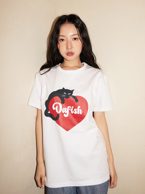 Overfit Cat Heart T-Shirts, White