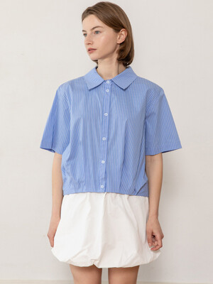 Unbalance stripe blouse_Blue