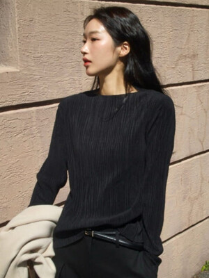 Boat neck crease top - Black