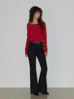 Mid-Rise Boot Cut Pants Black