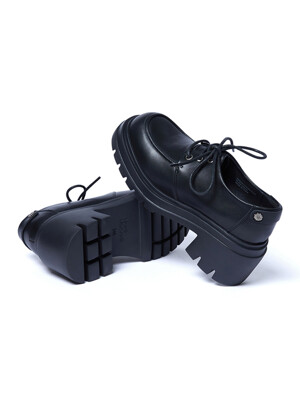 FLOWER RIVET LACE-UP LOAFERS_BLACK