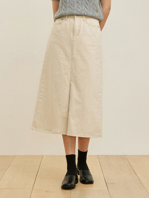 [기모] W1070 OPEN LONG SKIRT_NATURAL