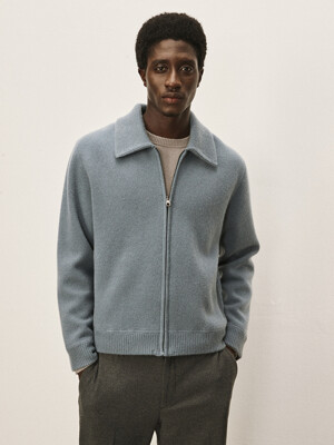 [Murray Allan]Collar Goose mix Zip-up Jacket_Stone M43MOT009ST