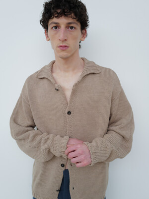 SPREAD COLLAR CARDIGAN [BROWN]
