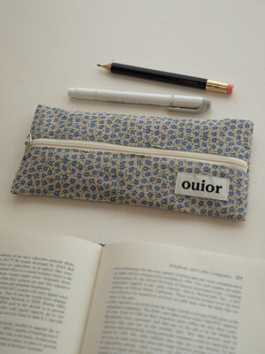 ouior flat pencil case - petit blue (middle zipper)