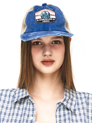 Mesh Distressed Ballcap Blue
