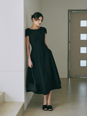 Cap Sleeve Dress[LMBESUDR5807]-Black