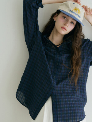 [단독] G Check See Through Shirt_Navy