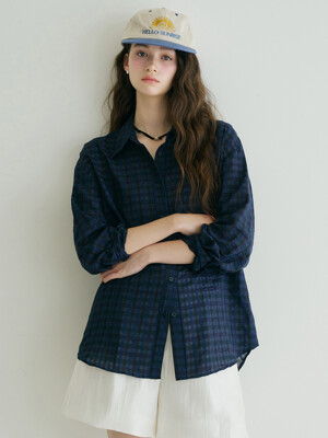 G Check See Through Shirt_Navy