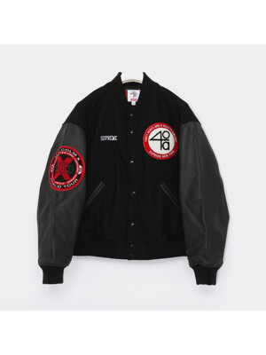 슈프림 25SS 패치로고 40 에이커스 말콤 콜라보 바시티 남성 자켓 SS25J37 BLACK