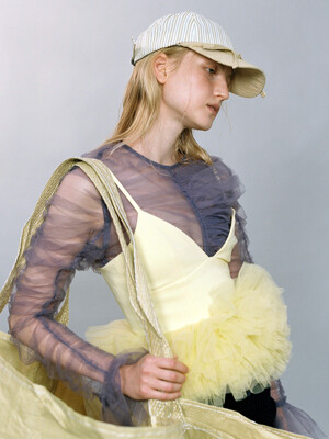 BASIC BALL CAP_RIBBON_STRIPE YELLOW