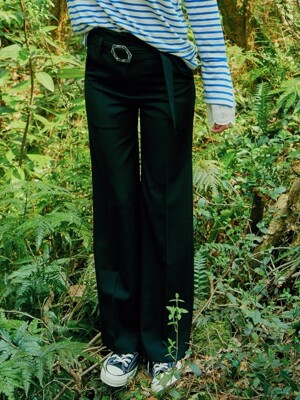 iuw0069 belt-waist slacks (black)
