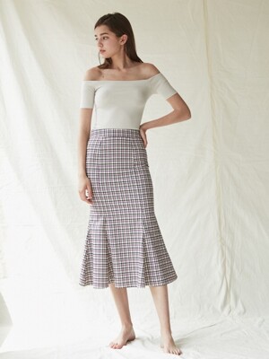 Rosh Check Skirt_Ivory&yellow