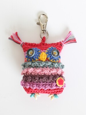 Owl fairy keyring (pinkish red)