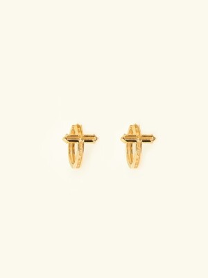 Crossed Ring Earrings [ Gold ]
