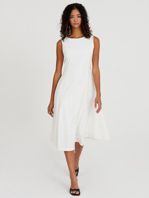 SLEEVELESS FLARE DRESS IVORY