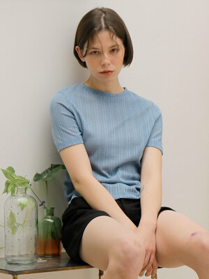 SEE-THROUGH ROUND T-SHIRT_BLUE