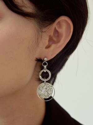 double drop rough earring-silver
