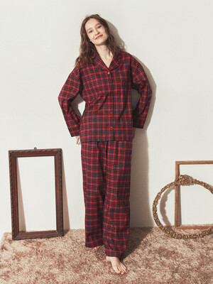 CLASSIC ROUND PAJAMA SET_Red check