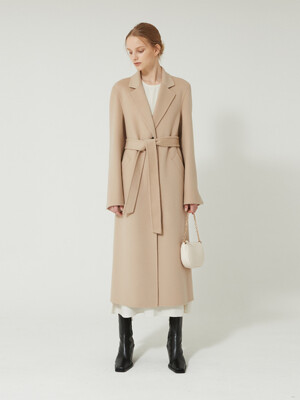 Handmade Cashmere Bika Long Coat (Beige)