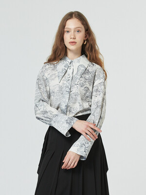 21SS_POINTED COLLAR BLOUSE_BLACK PRINT