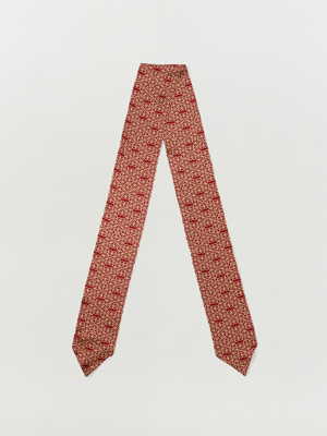 TIE Pattern Printed Silk Scarf - Red/Ivory