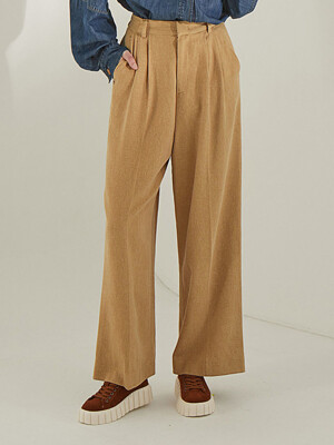 planet-15 pin tuck wide pants_brown gold