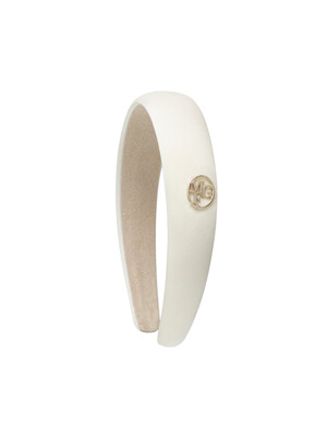 CIRCLE LOGO SATIN HAIR BAND ivory