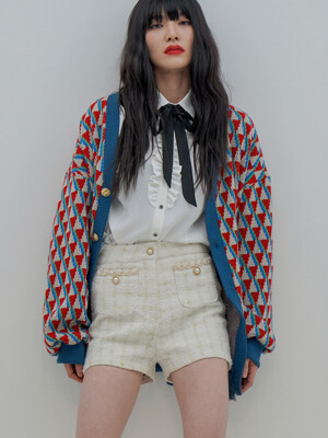 Oversized Geometric-Jacquard Cardigan[Blue(UNISEX)]_UTW-FC11