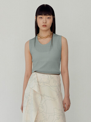 Slim Ribbed Sleeveless Knit_Sky Blue