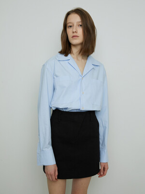 FOLDED COLLAR COTTON SHIRTS - SKY BLUE