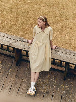 SAILOR PLEATS DRESS(butter beige)