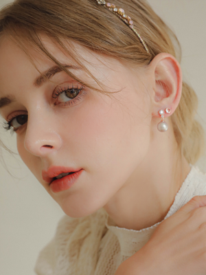Rose Gold Cubic drop Pearl Earrings M03697