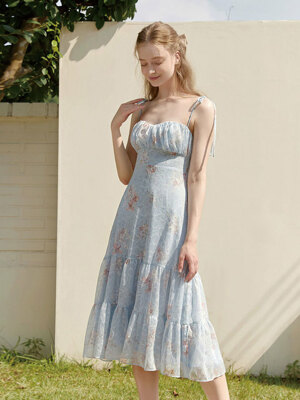 Daphne flower dress Sky Blue