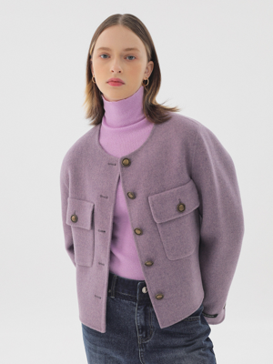 Cashmere Blend Collarless Jacket NEW2XJB11