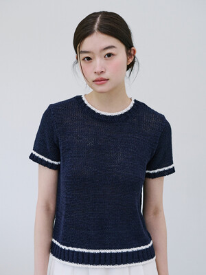 TAPE COLOR KNIT_NAVY